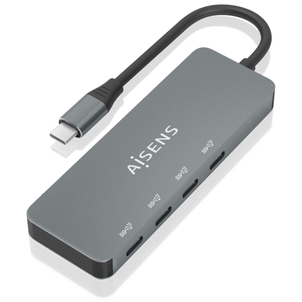 HUB AISENS USB 3.2 GEN2 10G USB-C/M-4XUSB-C/H 15CM GRIS