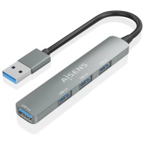 HUB AISENS USB 3.0 ALUMINIO 1XUSB3.0 A/H 3XUSB2.0 A/H GRIS 10CM