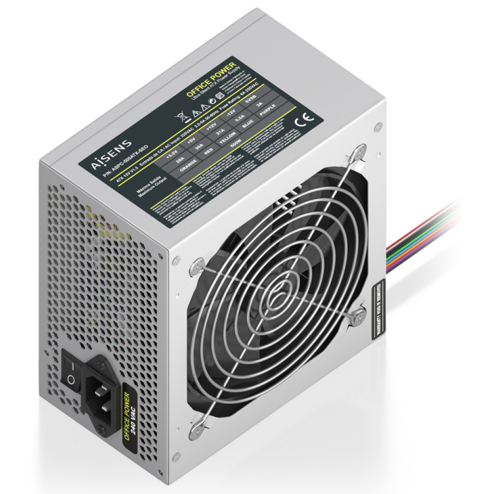 FUENTE ALIMENTACION AISENS ATX 500W OEM PLATA