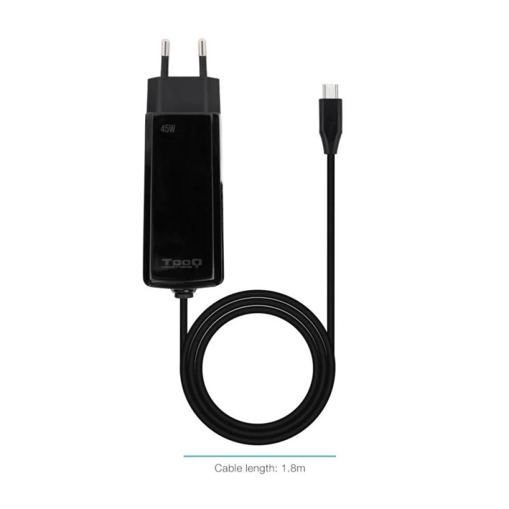 Tooq cargador portátil gan usb-c pd 45w cúbico