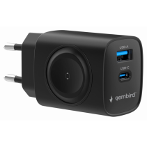 CARGADOR GEMBIRD 2-1 USB CARGA RAPIDA + APPLE WATCH NEGRO