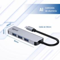 Iggual hub usb 3.0 tipo c x 4 puertos usb-a 3.0