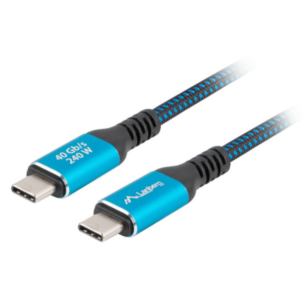 CABLE USB-C 4.0 LANBERG MACHO/MACHO 1M 240W 8K 60HZ NEGRO/AZUL