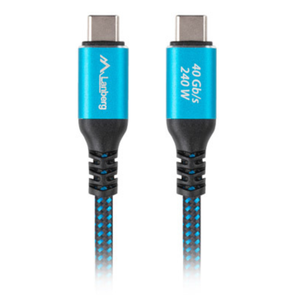 CABLE USB C 4.0 LANBERG M/M 40GB/S PD240W 8K60HZ 0.5M NEGRO/AZUL